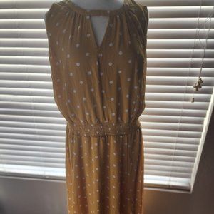 Lane Bryant Yellow Polka Dot Sleeveless Maxi Dress